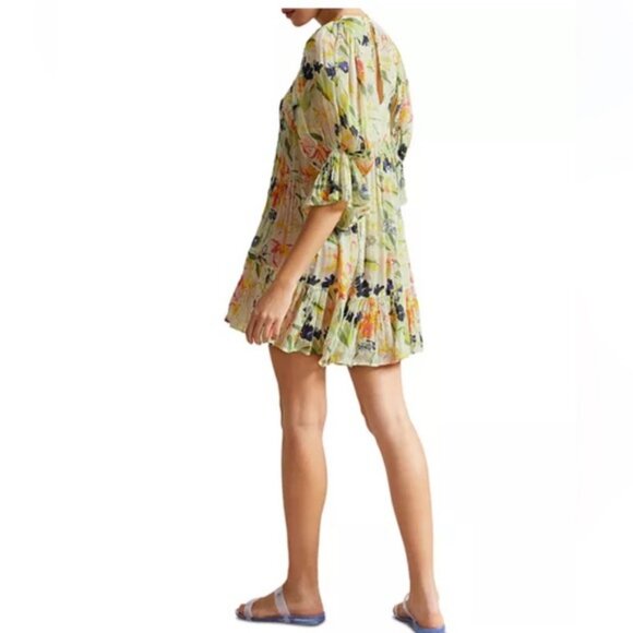 Ted Baker Leyone abstract floral-print crepe coverup dress size L - Picture 3 of 9